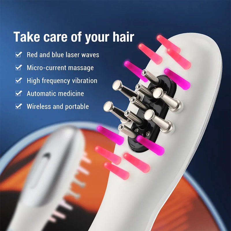 HairEvo™ Rechargeable Scalp Care Hair Growth Comb with Red & Blue Light Microcurrent Therapy