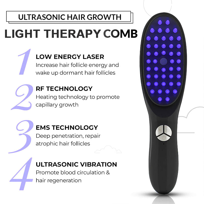 Multi-functional Hair Growth Massage Comb (Light Therapy+Ultrasonic Vibration+Nano Ion Atomization)